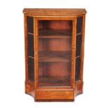 A pair of satinwood and palmwood banded breakfront display cabinets , circa 1815 and later, in the