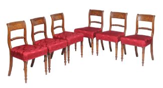 A set of six Regency mahogany dining chairs, circa 1820, together with four further dining chairs,