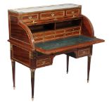 A French mahogany and gilt metal mounted cylinder bureau , late 19th century, 116cm high, 113cm