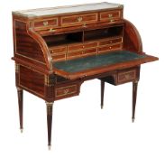 A French mahogany and gilt metal mounted cylinder bureau , late 19th century, 116cm high, 113cm