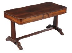 Ω A William IV rosewood library table, circa 1835, in the manner of Gillows, bead moulded