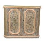 A pair of painted cabinets, of recent manufacture each incorporating two 19th century panel doors,