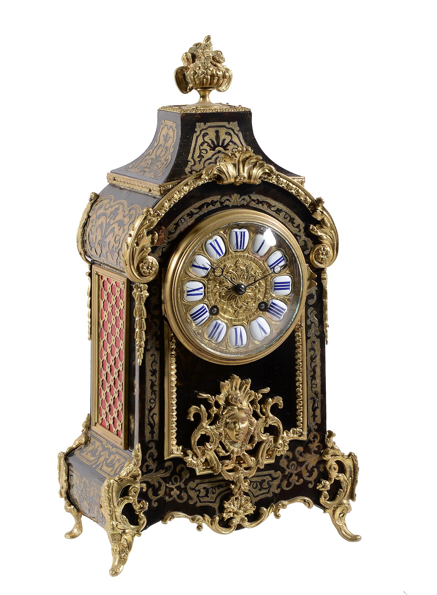 Ω A Napoleon III gilt metal mounted Boulle mantel clock , circa 1870, the eight-day bell striking