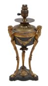 A patinated and parcel gilt bronze table oil lamp in Neoclassical taste, circa 1875 and later