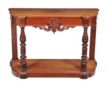 A Victorian mahogany hall table, circa 1860, the removable top section revealing a metal liner as a