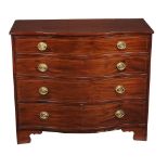 A George III mahogany chest of drawers , circa 1800, of serpentine outline, 97cm high, 115cm wide,