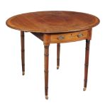 A George III mahogany Pembroke table , circa 1800, the inlaid and cross banded top above a frieze