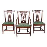 A set of three mahogany dining chairs in George III style , 19th century, after the manner of