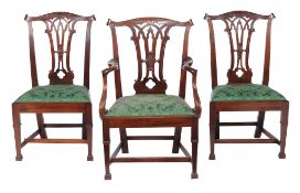 A set of three mahogany dining chairs in George III style , 19th century, after the manner of