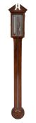 A George III mahogany stick barometer , Milesio, Kendal, late 18th century, with architectural