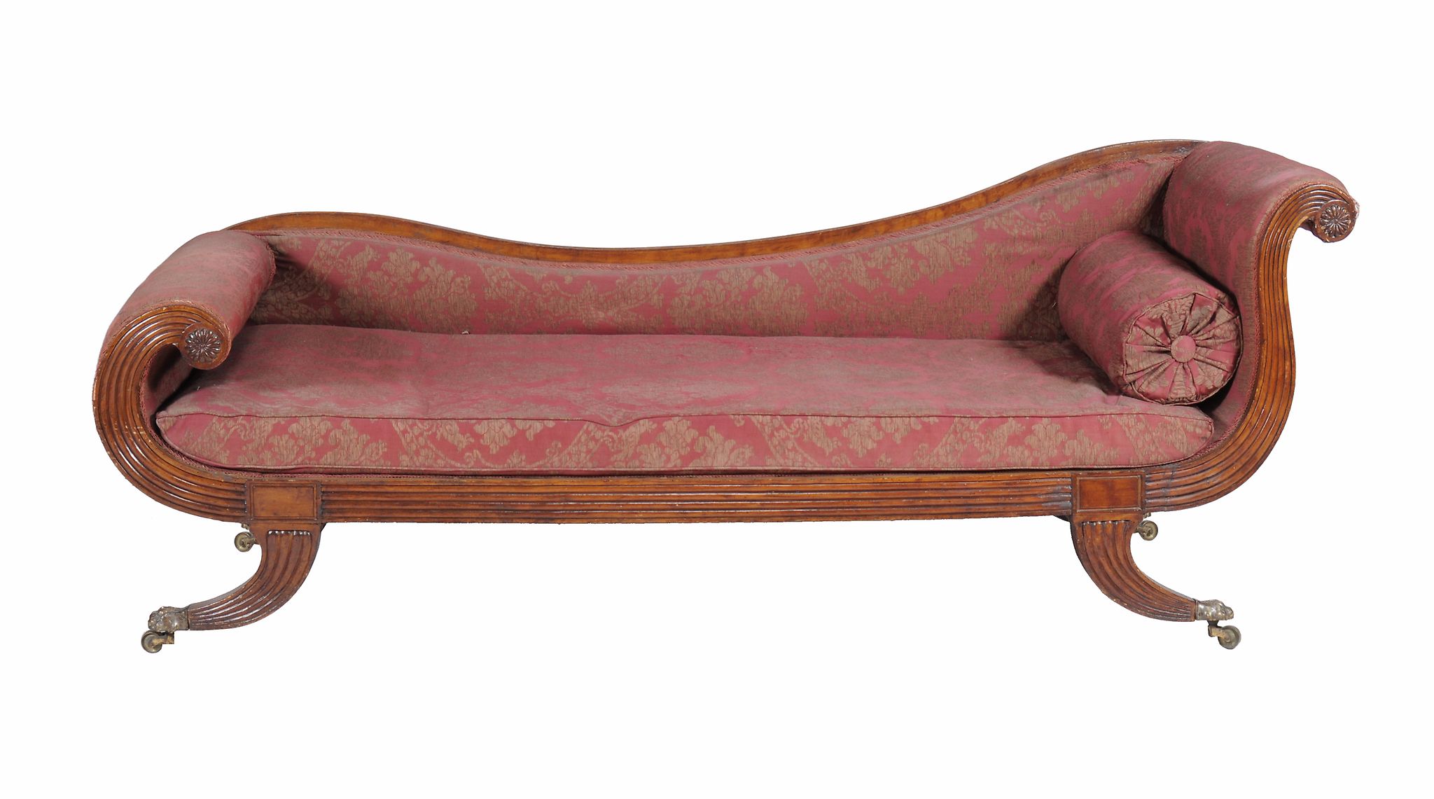 A George IV mahogany chaise longue , circa 1825, in the manner of Gillows, with scrolled ends and - Image 2 of 3