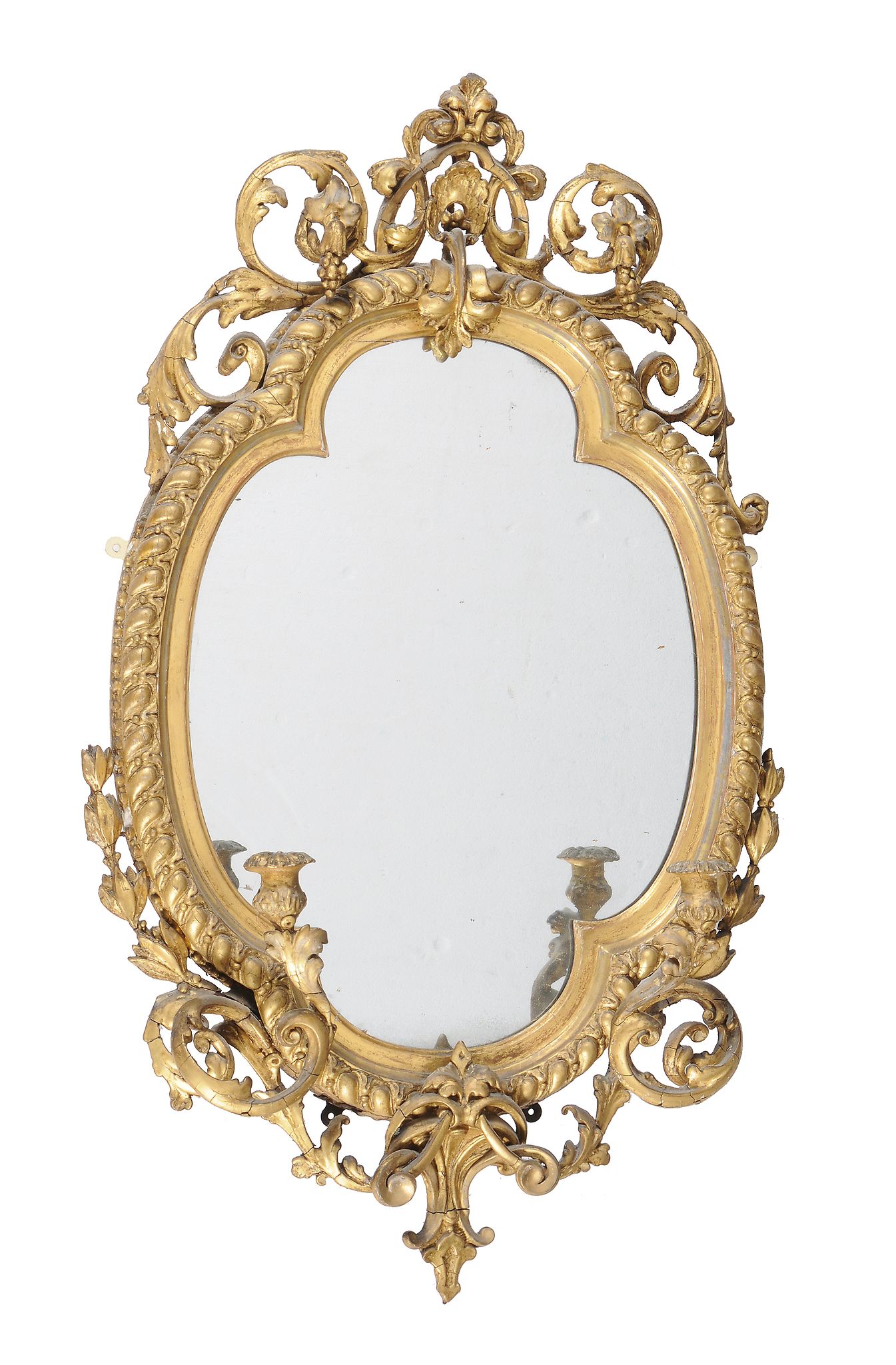 A Victorian gilt composition girondole wall mirror , second half 19th century, 100cm high, 61cm