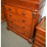 A Victorian mahogany chest of drawers, probably Scottish, with an arrangement of drawers flanked