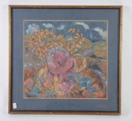 20th Century School Garden of Eden Pastel Indistinctly signed and dated 1979 lower right 38.5 x 41cm