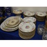 A Victorian Staffordshire pottery part dinner service, circa 1860, printed and painted with flowers