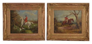 δ J. Wheeler (20th century) Equestrian oils Oil on canvas, a pair Both signed, lower right Each 25 x