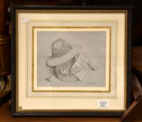 δ Susan Geskell (20th century) Still Life with hat Pencil with white heightening Signed, dated 1993