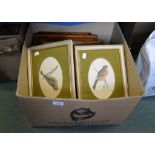 Nine framed and glazed assorted botanical watercolours and prints and others, mostly in maple frames