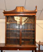 A George III mahogany and satinwood glazed bookcase, formerly the top from a secretaire bookcase,