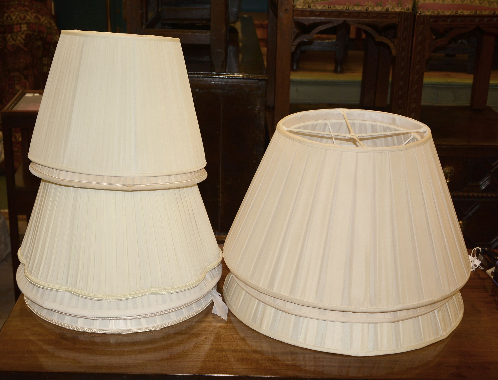 A quantity of various lamp shades, various sizes
