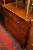 A mahogany chest of drawers, with three long graduated drawers, 92cm wide