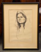 British School (20th Century) Portrait of a lady Ink Signed with initials W.T. 52 x 36cm (20 1/2 x