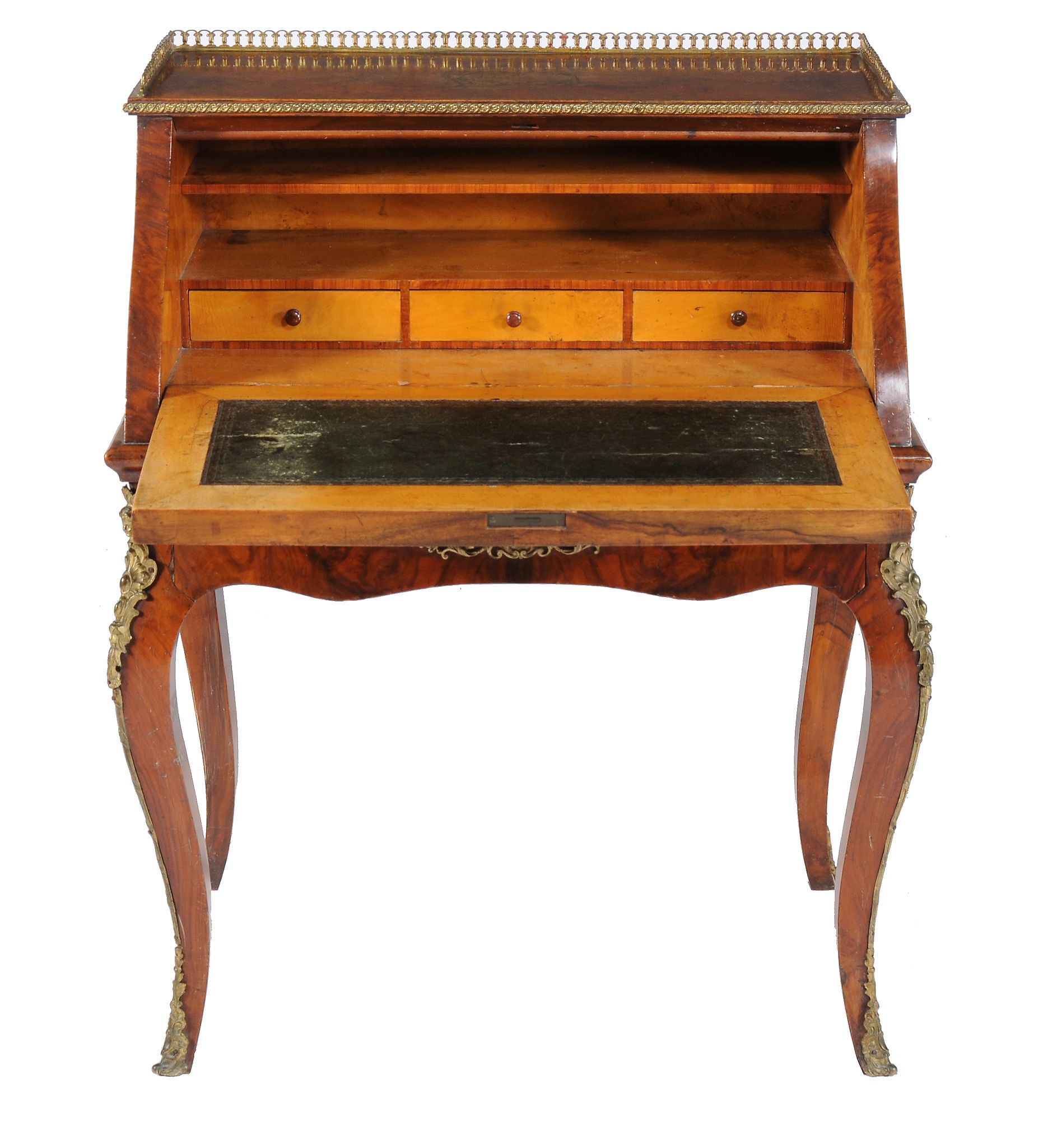 A French figured and burr walnut bureau de dame, in Louis XVI style, second half 19th century, - Image 2 of 3