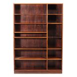 Ω A rosewood adjustable open bookcase, probably Danish, 1960s, 189cm high, 130.