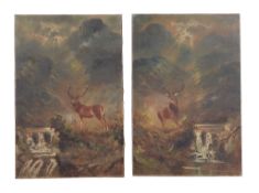 Oil on canvas, a pair Both signed 'J [?] Lewis', lower right Each 61 x 40cm (24 x 15 3/4in.) (2)