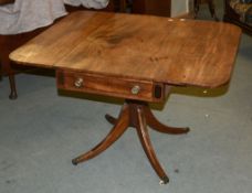 A late George III mahogany pedestal Pembroke table, with single frieze drawer, 70cm wide