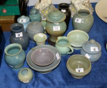 A group of green glazed pottery by Ewan Henderson and others