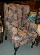 Two wing armchairs, of recent manufacture,