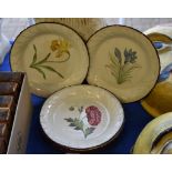 Six Davenport pearlware botanical plates, circa 1820, painted with a floral specimen, 22cm diameter