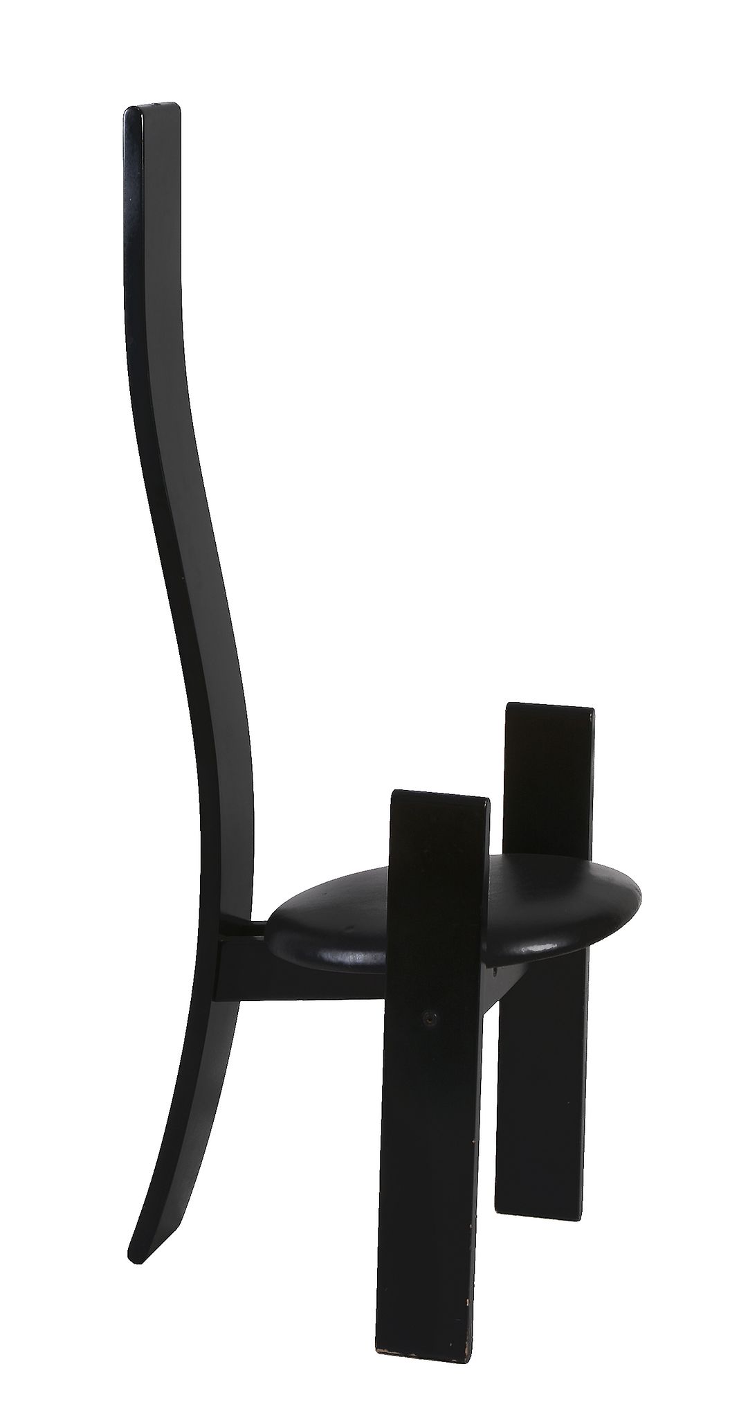 Vico Magistretti for Carlo Poggi, a black lacquered wooden Golem chair, with a black leather seat, - Image 2 of 2