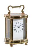 A gilt brass carriage timepiece , 20th century, with eight-day movement with platform lever