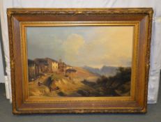 Italian School (19th century) Village in the mountains Oil on canvas 57 x 79cm (22 1/2 x 31 1/8in.)