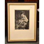 French School (20th Century) Nude Etching Signed in pencil 'Respign?' and inscribed 'epreuve d'