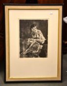 French School (20th Century) Nude Etching Signed in pencil 'Respign?' and inscribed 'epreuve d'