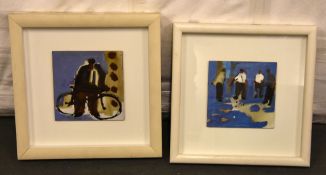 Contemporary school The Bicycle and Petanque a pair of oils on board Both signed and dated 13 Each