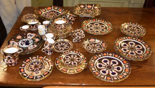 A selection of Royal Crown Derby Imari palette porcelain, various patterns, including shaped serving