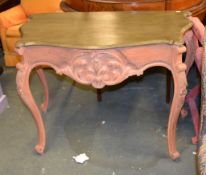 A Continental painted wood console table in Rococo style, 82cm high, 110cm wide, 59cm deep