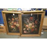 E. Vander (19th Century) Flowers in a vase Oil on canvas, a pair Both signed lower right Each 59 x