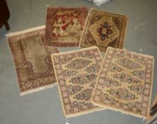 A group of five various small rugs, various sizes