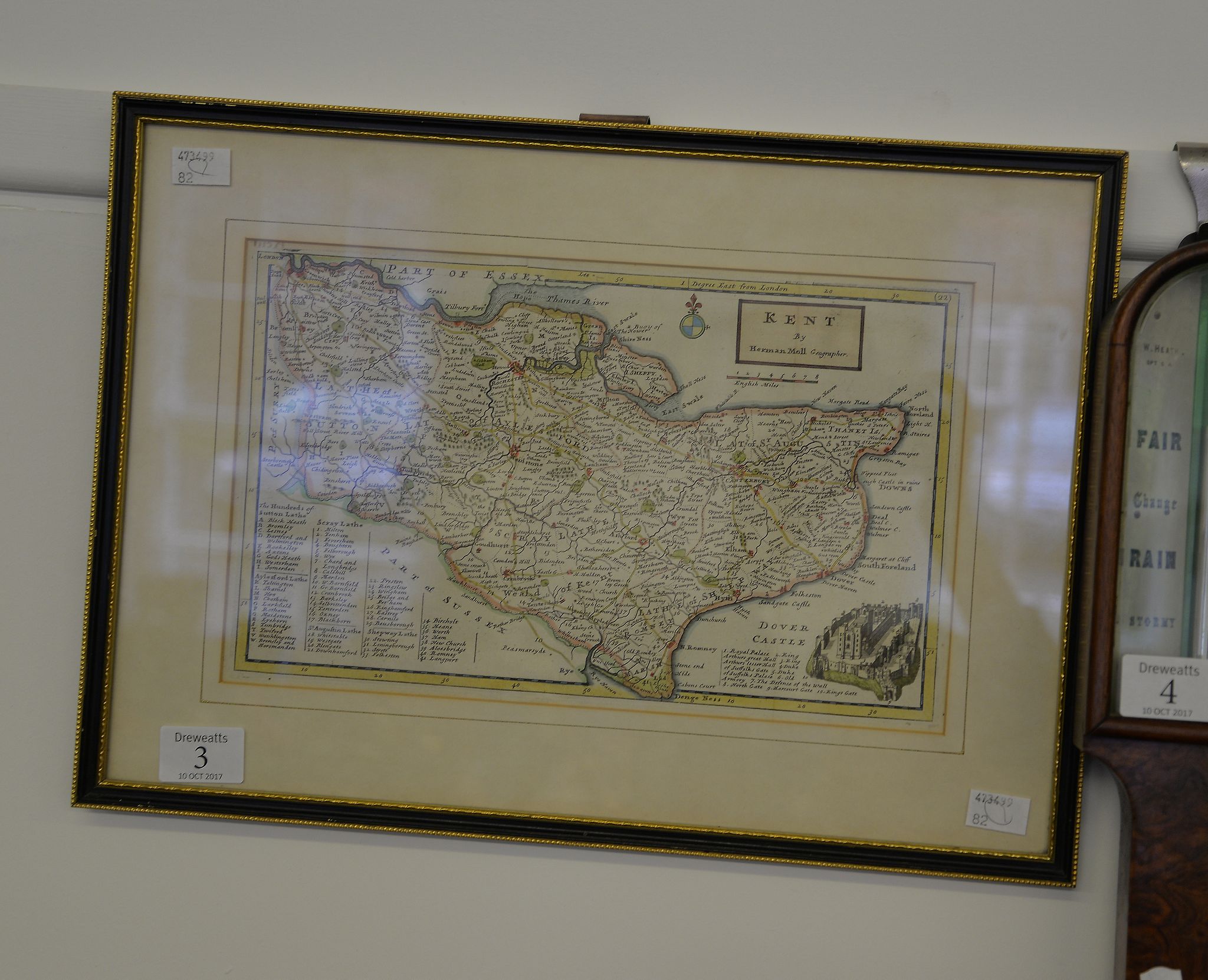 Kent Moll (Herman) (1654-1732), hand coloured map, 20cm x 32cm, mounted, framed and glazed