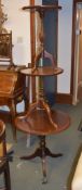 An early 20th century mahogany footstool in Queen Anne style; a small Edwardian single drawer side