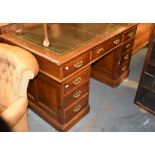 A Victorian oak pedestal desk, 137cm wide