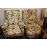 Three various upholstered armchairs