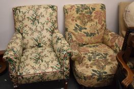 Three various upholstered armchairs