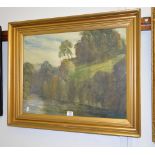 Continental School (20th century) River landscape Watercolour Indistinctly signed, lower right 49