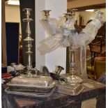 A small quantity of silver plated items comprising tureens and covers, a candelabra, a further